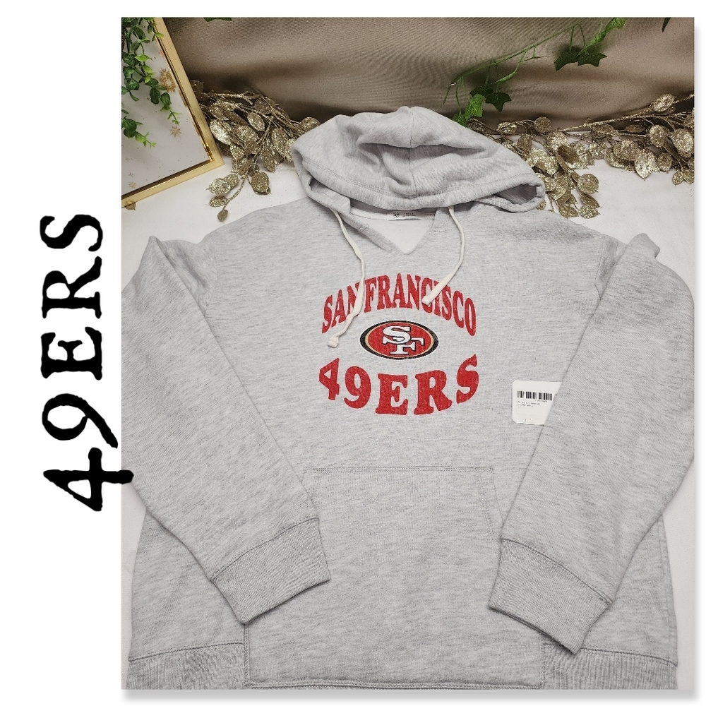 NWT NFL 47 WOMENS SAN FRANCISCO 49ERS V-NECK PULL OVER HOODIE